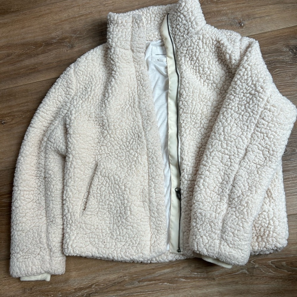Cream sherpa jacket, boutique brand, size Small